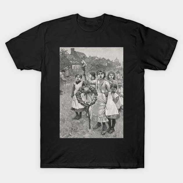 Young girls on a Victorian May day, 1886 T-Shirt by artfromthepast